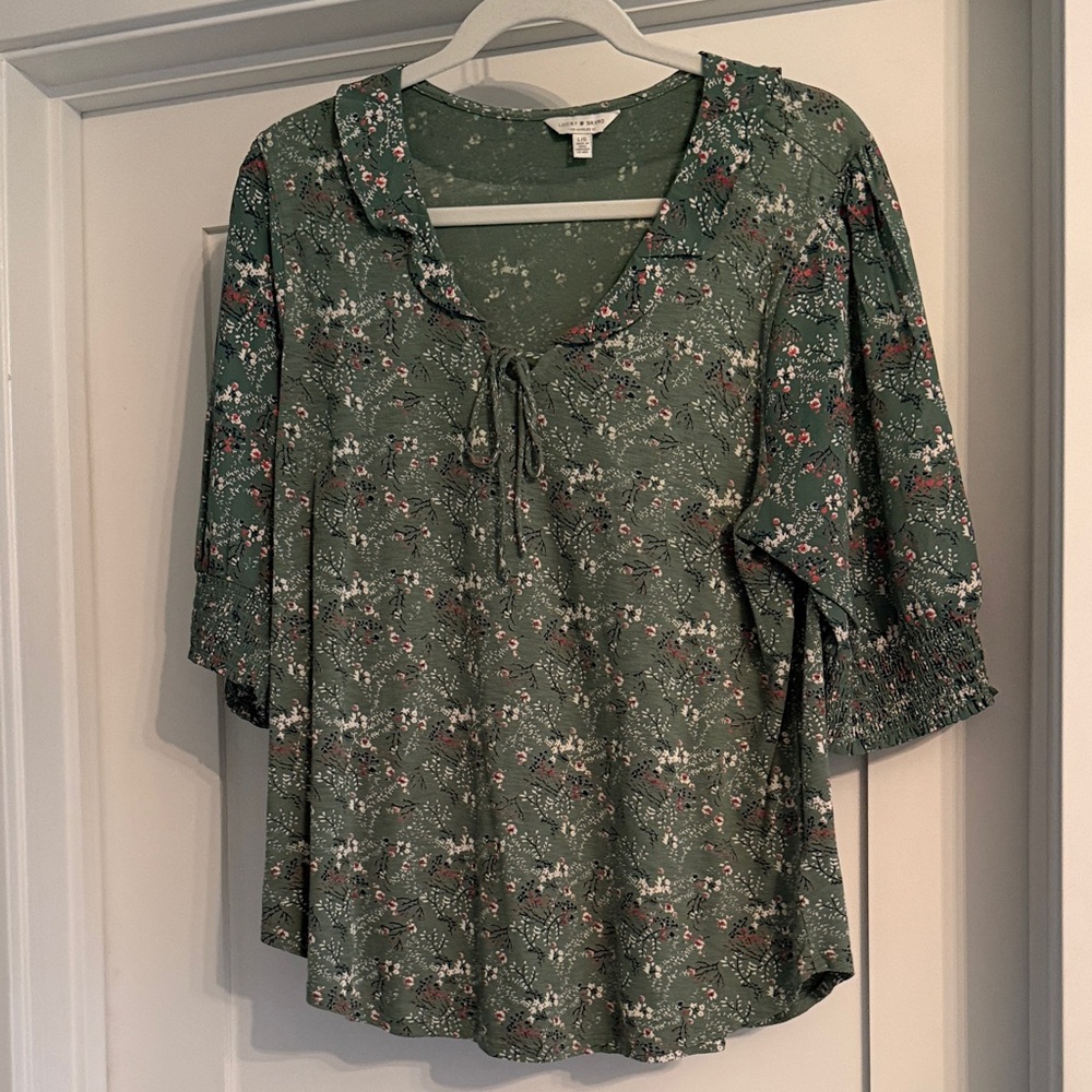 Lucky Brand Green Floral Blouse